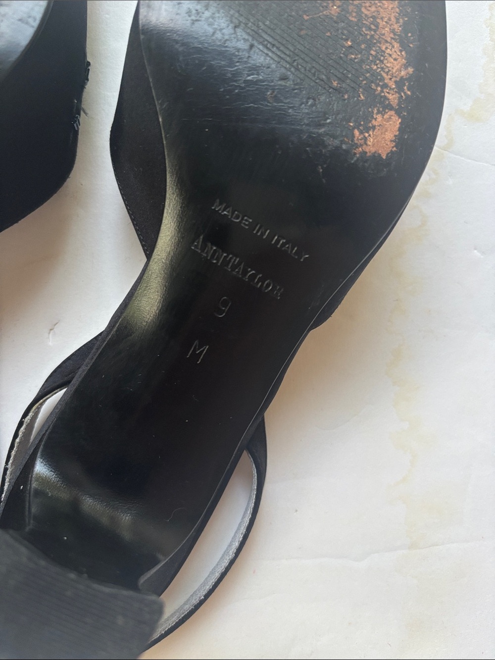Vintage 90s Ann Taylor Italy Slingback Kitten Heel Black Beaded Y2K Formal 9 Hot - Picture 16 of 17